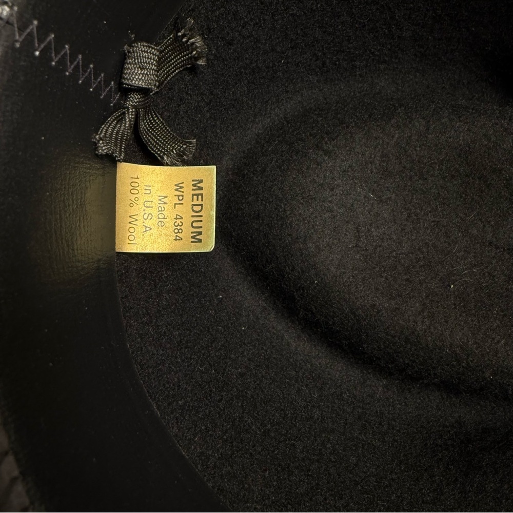 Eddy Bros Hat Cowboy Western Wool Felt Conch Metal Deco Gambler Black Medium USA - Picture 7 of 8